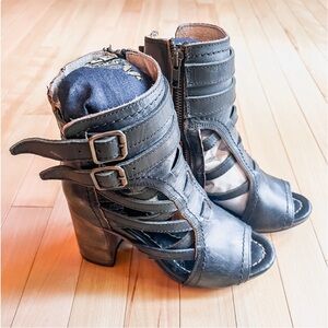 Freebird by Steven Tiara Black Heeled Boots with Buckle Straps